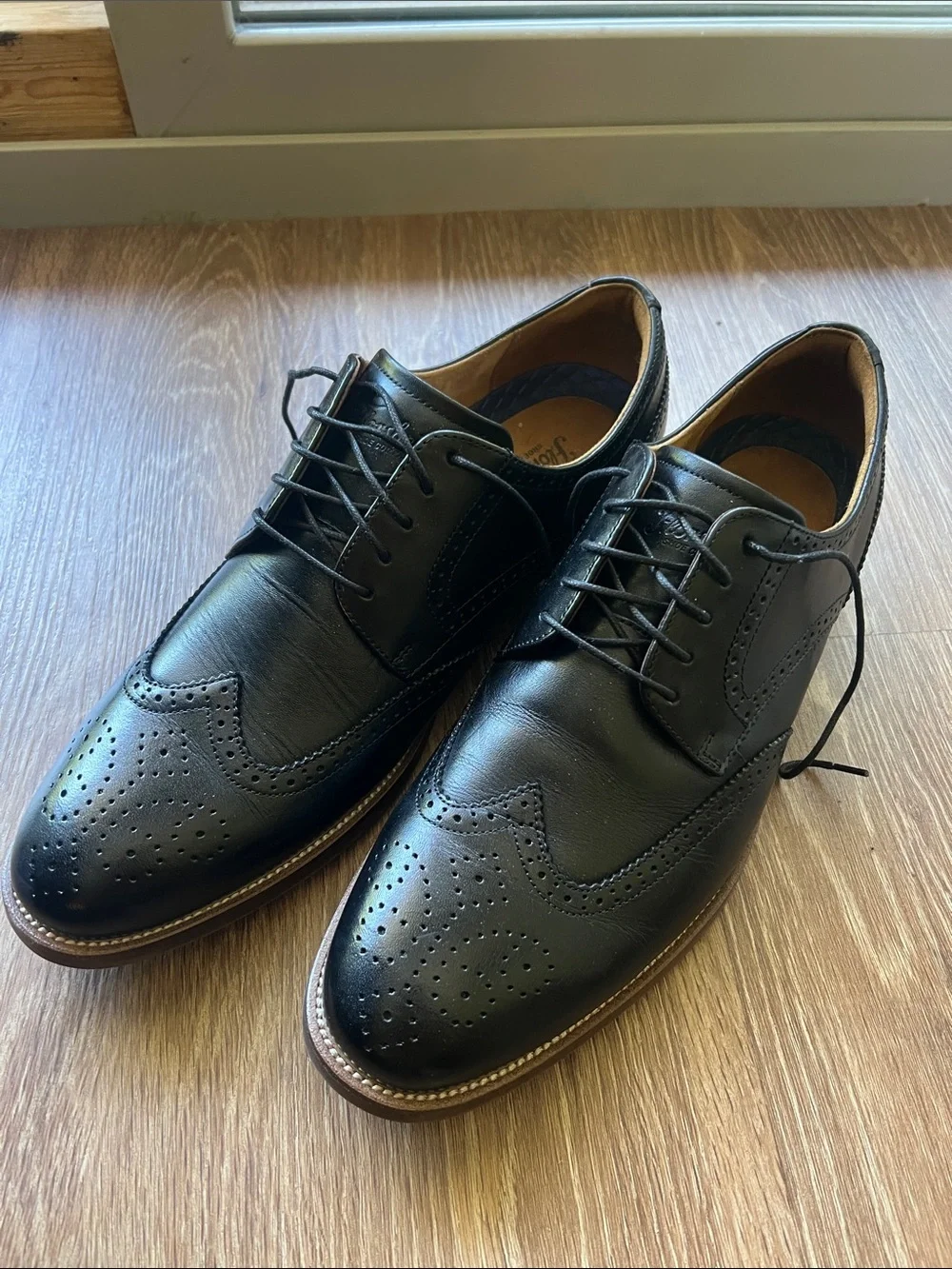Florsheim Black Leather Wingtip Derby Shoes